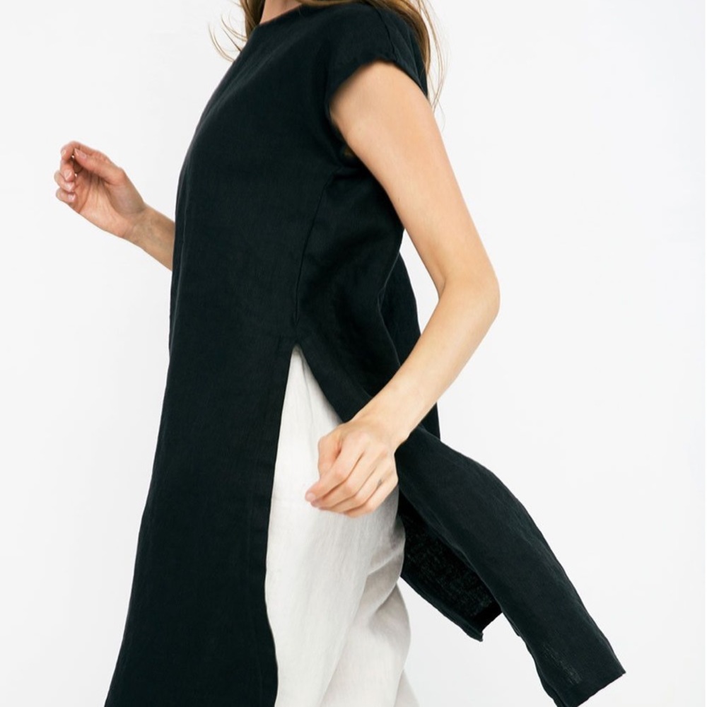 Elizabeth Suzann Josephine Tunic black linen XXS - Picture 1 of 7